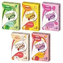 Wylers Light Variety Pack of 5 - One Box of Each Flavor - Cotton Candy, Peach Ring, Banana, Vanilla, and Kiwi Lime - Powdered Drink Mix
