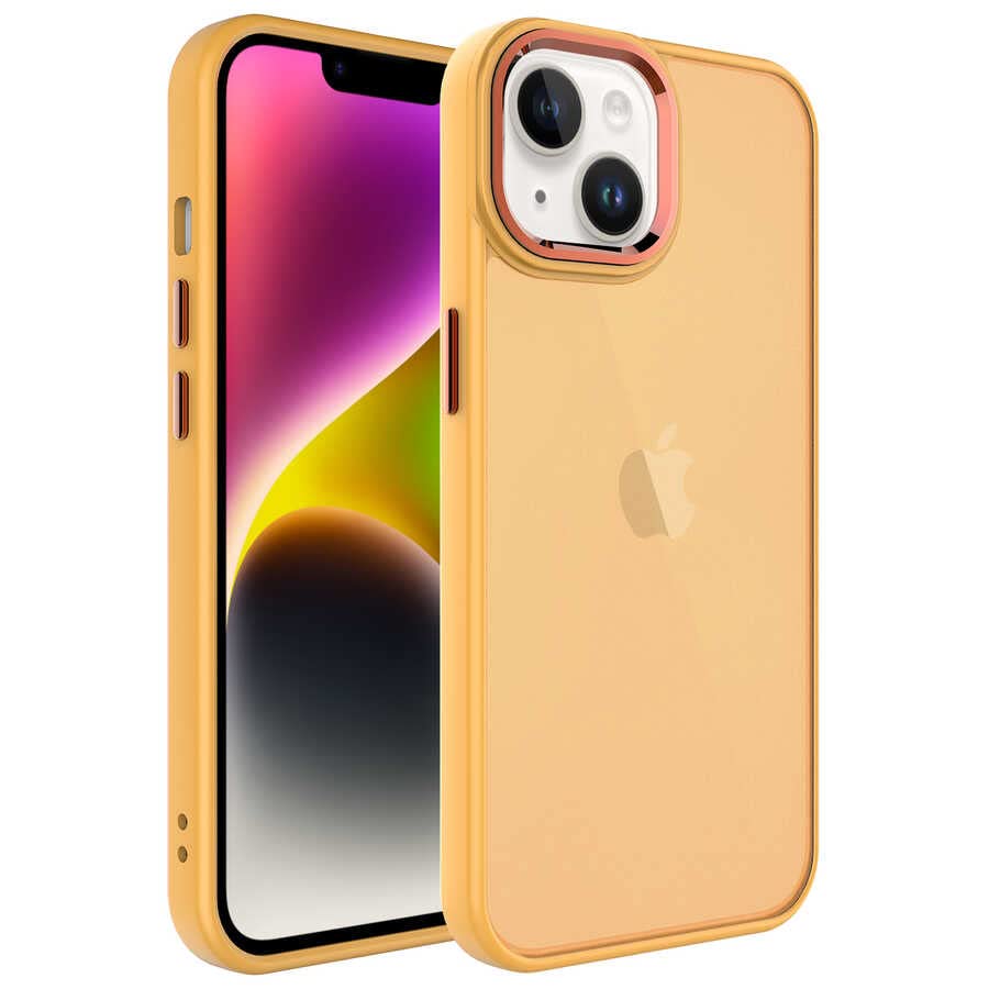 Zore Apple için uyumlu iPhone 14 Kılıf Buzlu Sert PC Zore May Kapak Turuncu