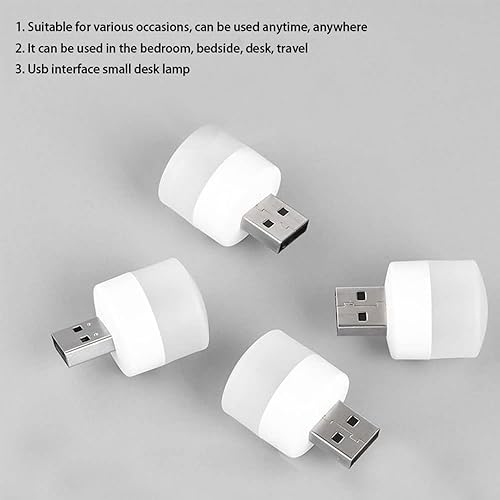 Miniatura 3 de Juego de 4 luces USB de noche, mini bombilla LED, enchufable, blanco cálido, compacto, ideal para dormitorio, baño, guardería, pasillo, cocina,