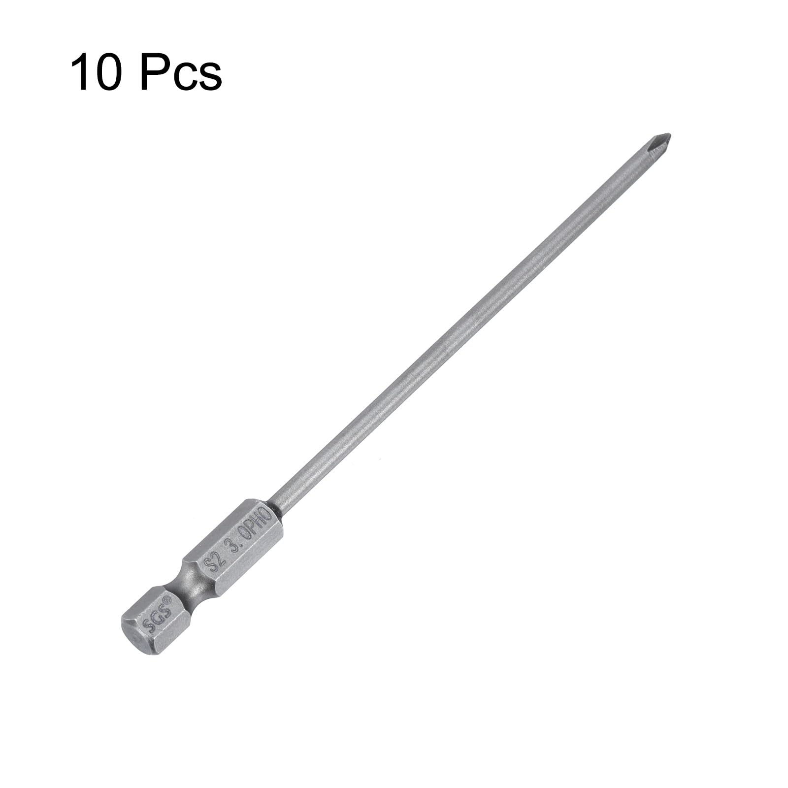 HARFINGTON 10 puntas de destornillador Phillips #0 PH0 de 1/4 pulgadas con vástago hexagonal de 4.33 pulgadas de largo magnético S2 de acero de grado industrial, brocas eléctricas de cabeza cruzada de
