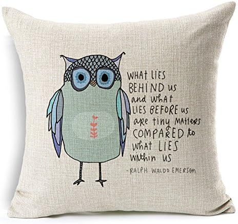 Decorbox Cotton Linen Square Throw Pillow Case Decorative Cushion Cover Pillowcase Owl Sayings (50cm50cm, oil)
