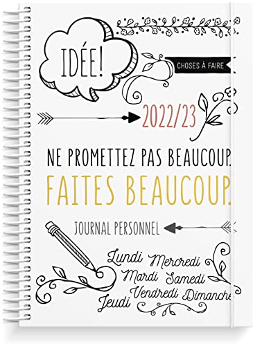 Diary 2022 2023 Doodle 142 贴纸包括 School Weekly Weekly In French 22 &amp; 23 August 1, 2022 to August 27, 2023
