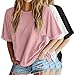 Riyiper 3 Pack Women's Oversized T-Shirt Half Sleeve Summer Tees Casual Loose Fit Crew Neck Basic Tops(Black, White, Pink,Medium)