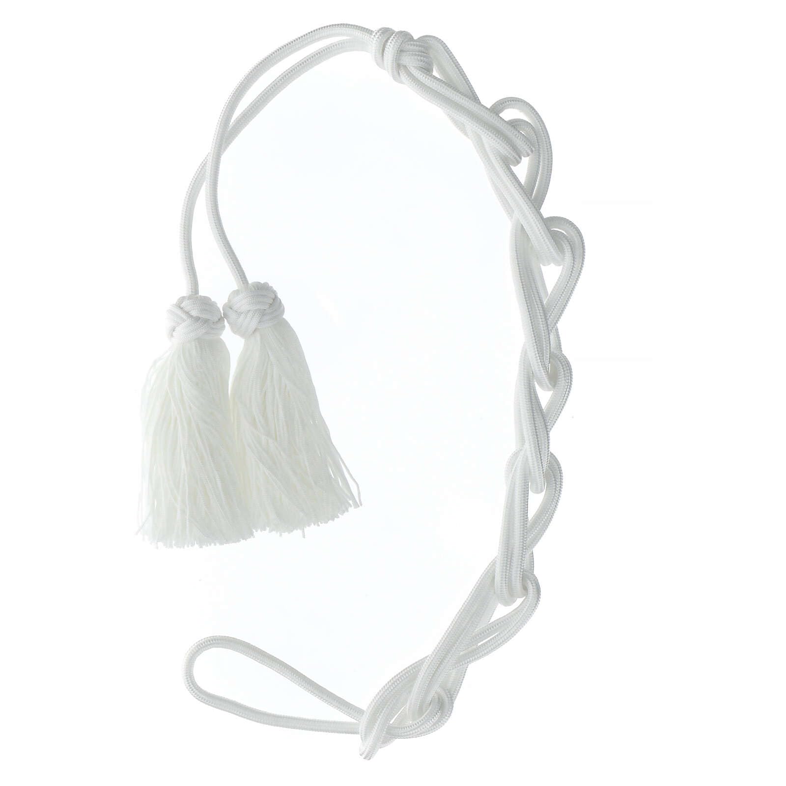 Cordon pour Aube sacerdotale Monochrome Blanc Noeud Salomon Gland Frange chainette