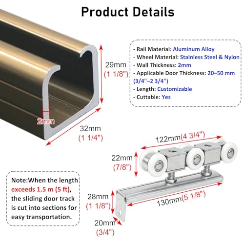 Kit de matériel de porte coulissante robuste 14ft pour optimiser la partition de placard