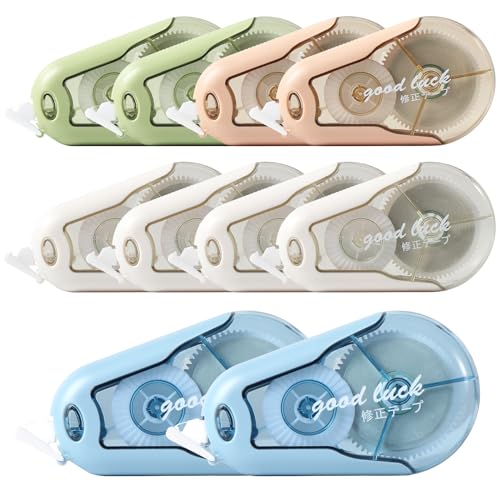 Blendura Cinta Correctora, 10 Piezas Cintas Correctoras 20m x 5mm Correctora Roller con Capuchón Protector, Correction Tape para Material Escolar Oficina Hogar Estudiantes Adultos