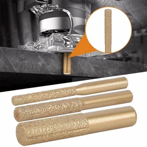 Granit-Fräser, Diamant-Fräser, Gelöteter Diamant-Profilrad-Fräser, Goldener Gerader Schaft für Quarzstein-Marmor-Nahtmesser (6.35 * 7 * 65mm)