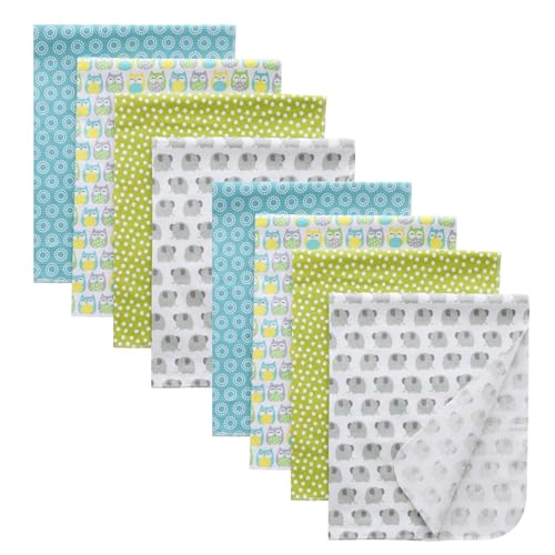 Image of Gina Era Cotton Flannel Receiving Blankets Baby 8 Pcs, Baby Swaddle Blankets, Baby Flannel Blanket 30 X 30 Inch for Boy Girl (Style-12)