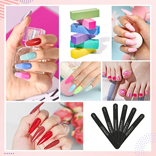Nail Files And Buffers, Azurebeauty 12Pcs Professional Manicure Tools Kit, 6 Pcs Double Sided 100/180 Grit Nail Files & 6Pcs Rectangular Nail Buffer Block #TOP6