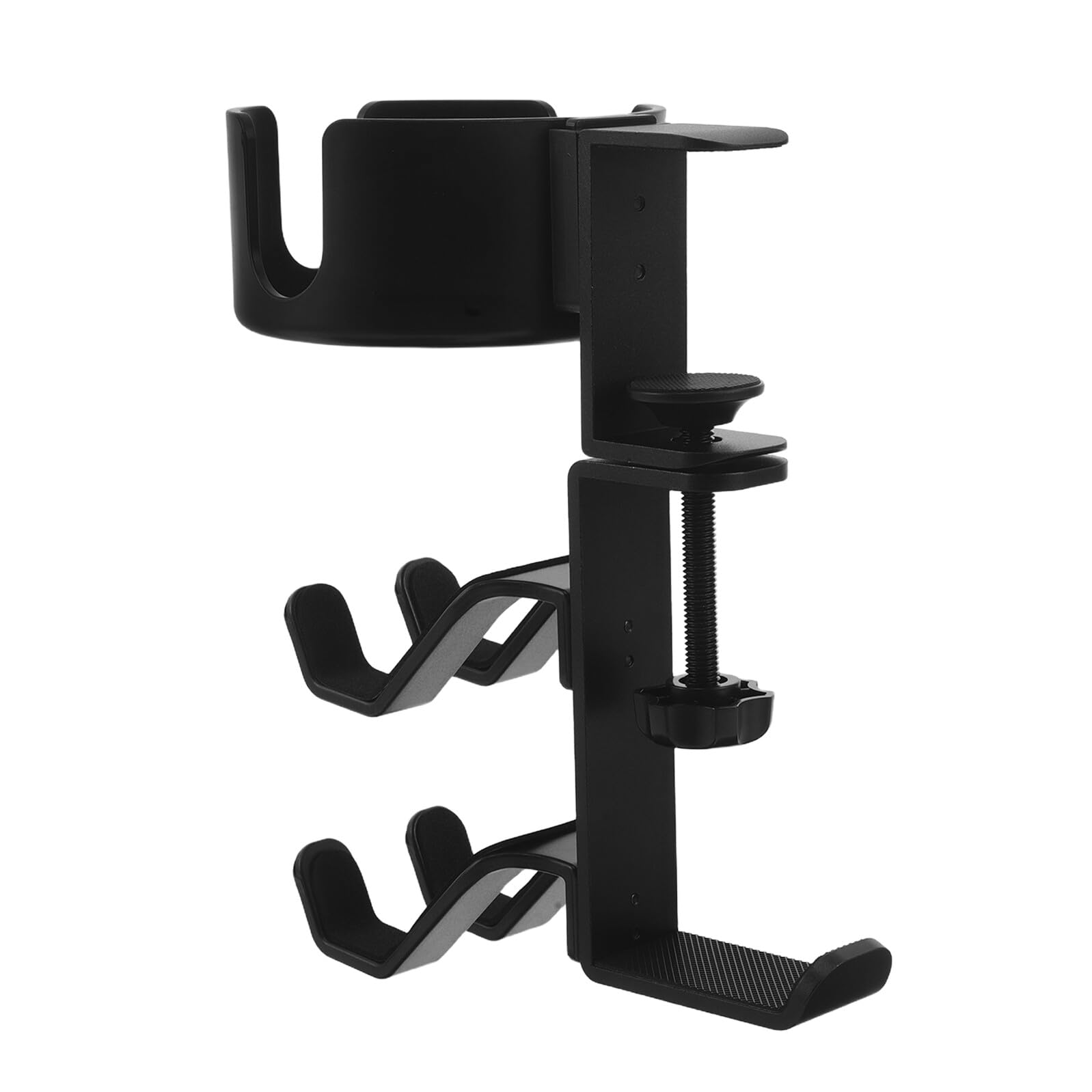Gatuida Soporte Ajustable para Auriculares con Portavasos y Gancho de Almacenamiento, Base Antideslizante para Escritorio, Compatible con Auriculares Gaming y Controladores, Organizador