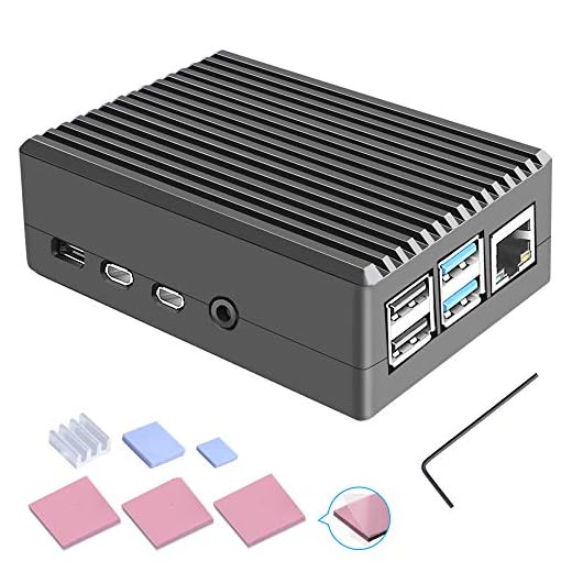 Owootecc Custodia in Metallo per Raspberry Pi 4 con Colonna di Raffreddamento, Dissipatore e Shell in Alluminio Senza Ventola per Modello B
