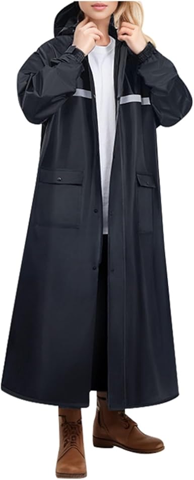 YOUSNH Imperméable Long Avec Capuche Amovible Pour Hommes & Femmes / Combinaison De Pluie Double Couche Pour Randonnée En Plein Air / Tous Temps / Imperméable Unisexe Femme Gris Clair TG