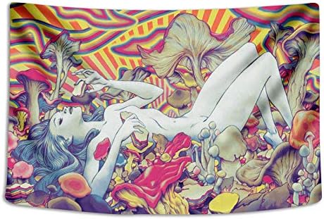 Tapestry Wall Cloth Fabric Hanging Bohemian For Bedroom Dorm Apartment Decoration Live Background Psychedelic Trippy Colorful Trippy Surreal Abstract Astral Digital Hemp Art 153x102cm(60x40inch)(014)