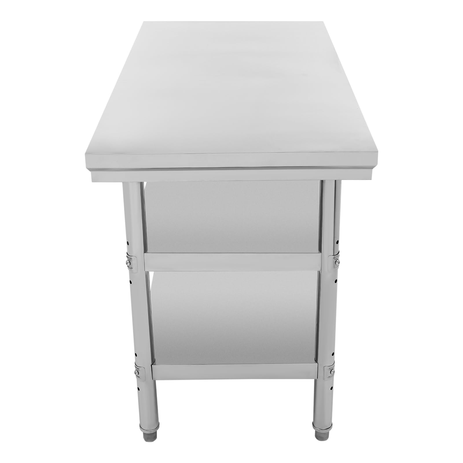 Mesa de trabajo de acero inoxidable, 120 x 60 x 90 cm, rectangular, cocina, mesa de acero inoxidable, mesa de barbacoa, muebles de cocina para exteriores, 3 niveles, plata