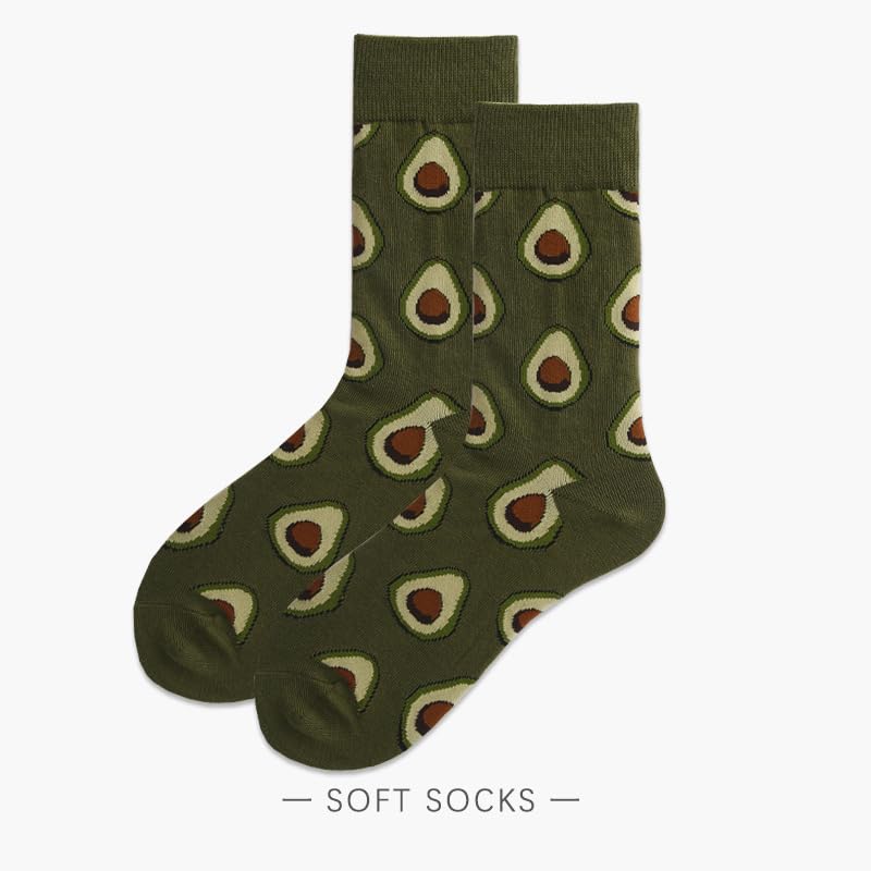 1 Pair Women's Mid-Crew Socks with Fruit & Vegetable Patterns - Soft Breathable Cotton Blend Socks （Sizes 36-43）3