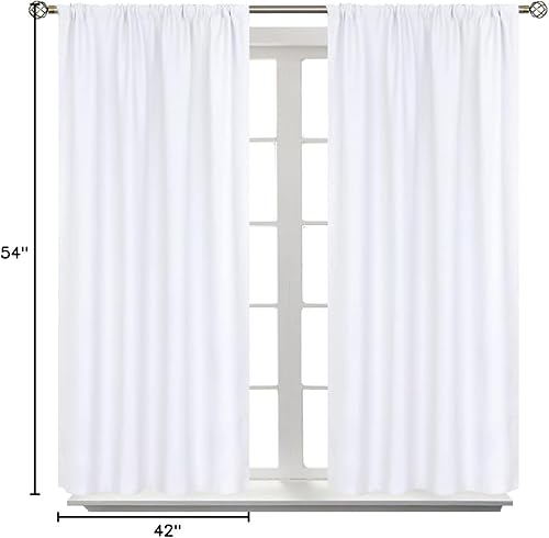Miniatura 8 de BGment Cortinas blancas de 54 pulgadas de largo para ventana corta, bolsillo para barra, cortinas de tratamiento de ventana con aislamiento térmico