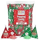 Christmas Popping Candy Bulk – 50 Pack Individually Wrapped Holiday Candy – Stocking Stuffers for Kids – Xmas Party Favors, Classroom, Holiday Goodie Bag Fillers, Kids Christmas Treats, and Birthday Parties