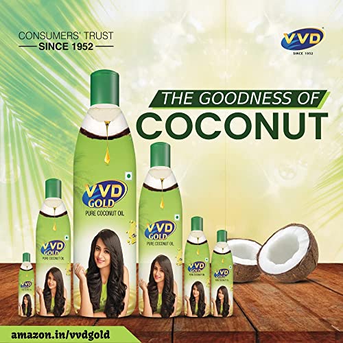 Image of VVD Gold Pure Coconut Oil - 175ml Bottle (pack of 1) | For nourishing Hair Care and Growth | Thengai Ennai | Velichenna | Kobbari Nune | Tengina Enne | nariyal tel coconut oil for hair