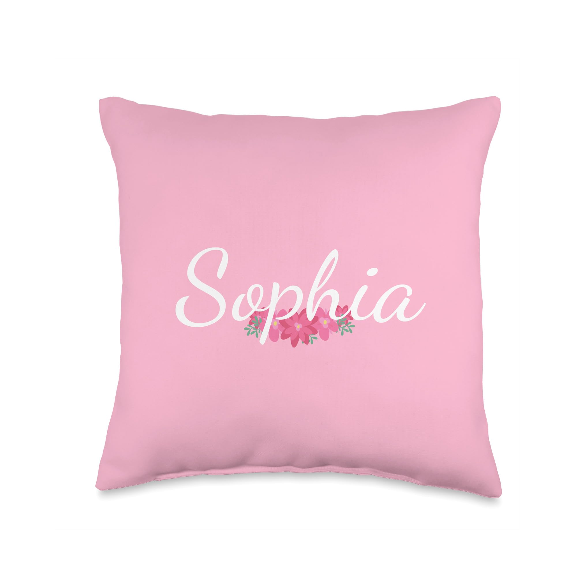 Custom Sophia Gift Personalized Name Flowers Floral Pink Throw Pillow
