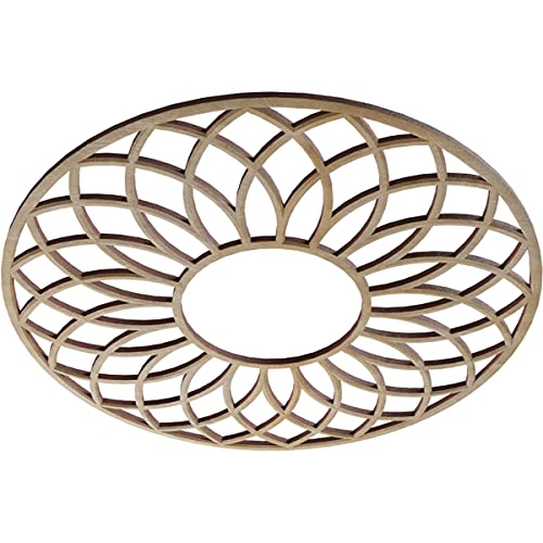 Image of Ekena Millwork 16 inchOD x 5 1 /2 inchID x 3 /8 inchT Cannes Wood Fretwork Pierced Ceiling Medallion, Hickory