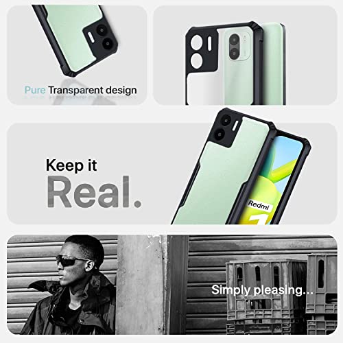 Image of Pikkme Redmi A1 / A2 Back Cover | Crystal Clear Transparent Back | Ultra Hyrbid | Full Camera Protection | Raised Edge | Bumper Back Case for Redmi A1 / A2 (Plastic, Black)