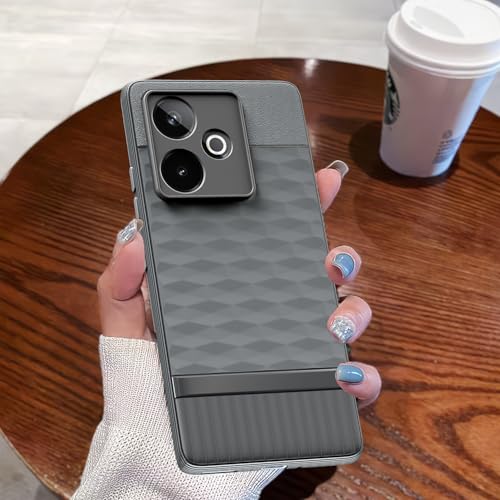 Image of Pikkme Back Cover for Realme GT 7 5G / GT 7T 5G Soft Grip 3D Hexa Cube Texture Silicone Bumper Case (Grey)
