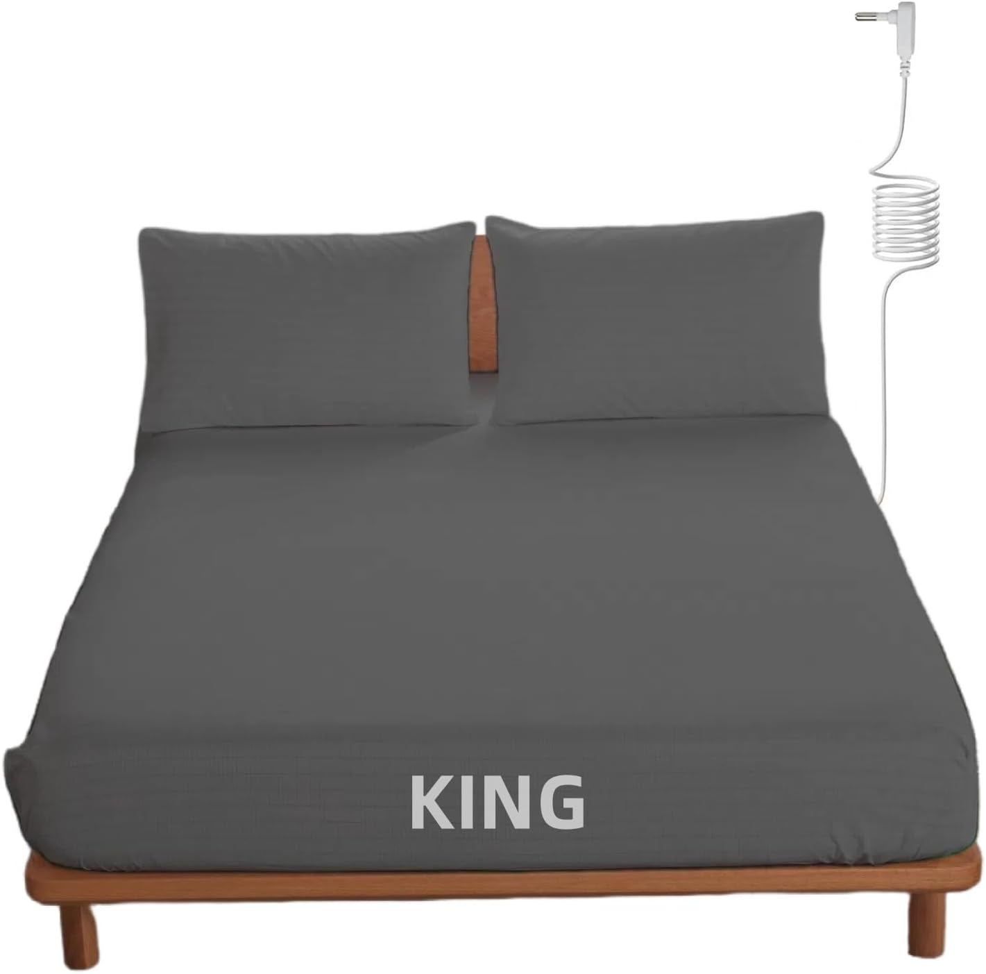 OKOHEY Grounding Fitted Sheets with 15ft Earthing Cord, King Size, 90% Organic Cotton + 10% Silver Fiber, Soft & Breathable Grounded Sheet for Better Sleep and Enhanced Wellness, Gray
