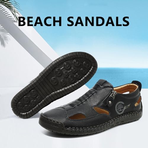 Men's Closed Toe Sandals Casual Walking Outdoor Beach Flat Sandals Outdoor Summer Shoes for Driving & Walking2