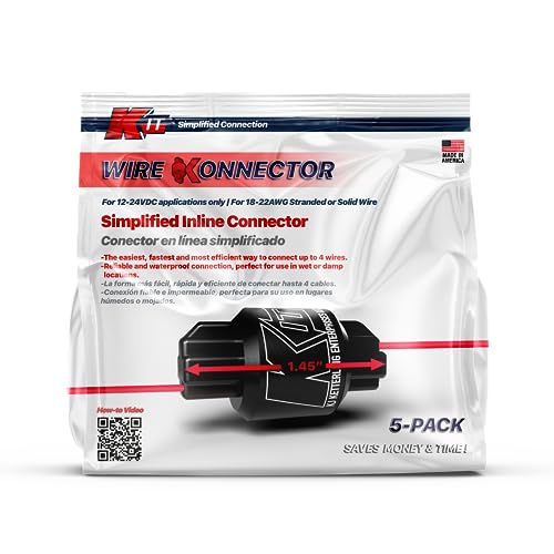Konnect-It Waterproof Wire Connectors - Twist-On Splice Electrical Connectors for 18-22 AWG Wires - Fast & Tool-Free - Indoor and Outdoor Lighting, Sprinklers, and Mechanical Terminals - 5 Pack