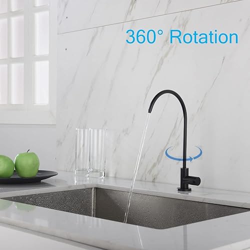 Miniatura 4 de Apaix Grifo de agua potable negro mate, grifo purificador de agua de cocina para sistema de filtración de agua de ósmosis inversa sin espacio de aire