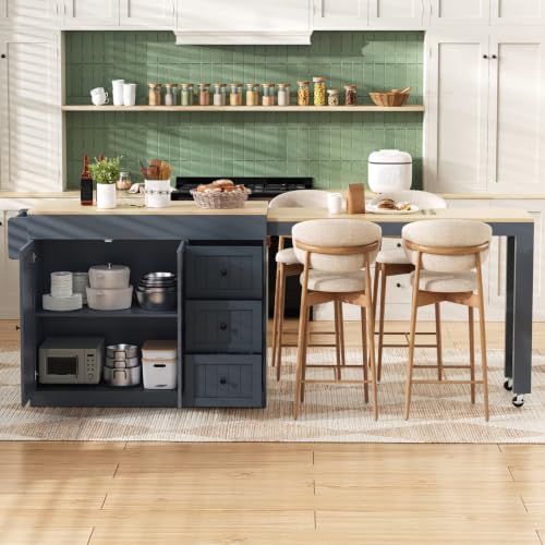 KOMHTOM Îlot de Cuisine, Plan Extensible, Rangement Gris – vue 2