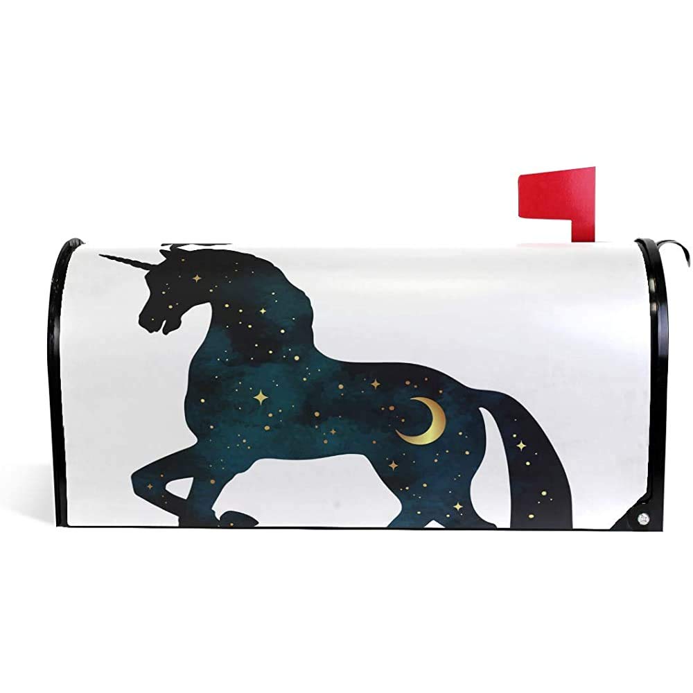 Garden's Decorative Unicorn with Crescent Moon Garden Decorations Season Magnetic Mailbox Cover21*18 inches 21 * 18 inches