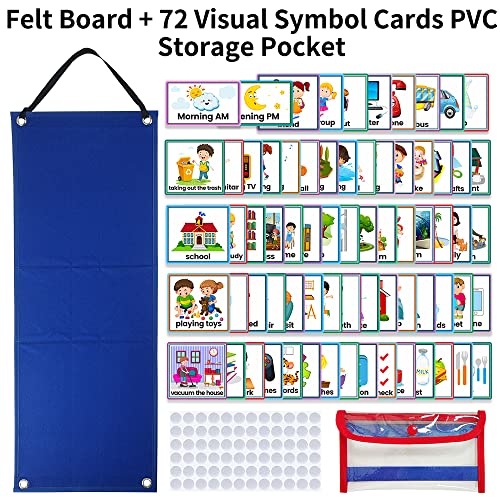 Mewise Visual Schedule Chart for Autism & ADHD Kids - 70 Routine Cards (Morning/Night/Outings) - Durable Felt Board with Storage Pocket - OT Approved Learning Tool for Home & School - Image 5