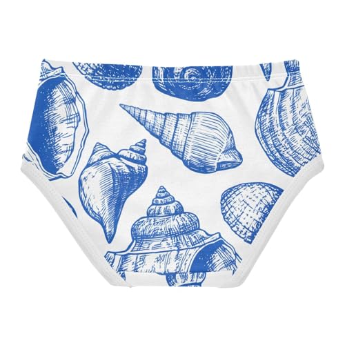 Seashells Blue Ink White Girl Panties Cute Toddler Girls Underwear Cotton Florals Kids Undies Briefs 2t2