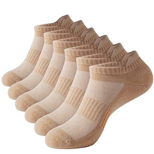 Budermmy Running Ankle Socks For Women Athletic Cotton Cushioned 6 Pairs Workout No Show Socks Women (As1, Numeric, Numeric_8, Numeric_10, Beige) #TOP5