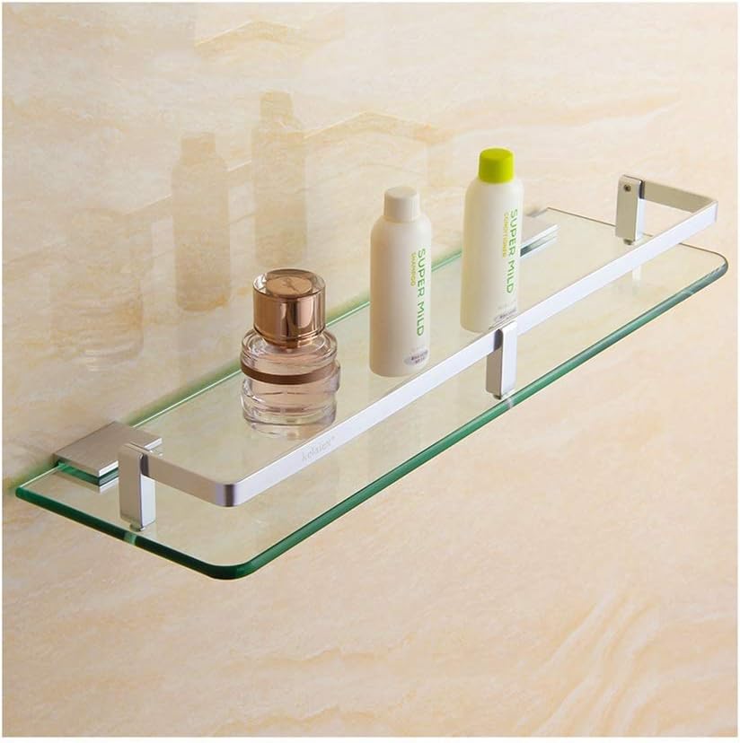 Bathroom Shelf Storage Rack 7mm Tempered Glass Shelves Thick Space Aluminum Material Brushed Polished (Size : 13 * 60cm) ()