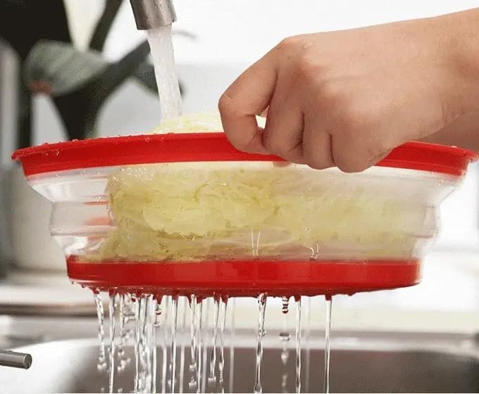 Miniatura 5 de Cubierta plegable para salpicaduras de microondas para alimentos, cesta de colador para frutas y verduras, 10.5 pulgadas, color gris