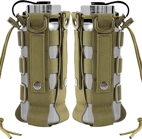 Dyna-Living Lot de 2 porte-bouteilles tactiques en nylon 1000D - Porte-bouteille réglable pour bouteille d'eau de 17 à 84 oz (ACU Camo) Cover