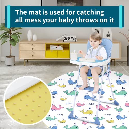 Splat High Chair Mats For Dropping Food, Alyydbg Baby Washable Waterproof & Anti-Slip Floor Splash Mat For Under High Chair (Large Round 43 X 43 Whale) #TOP1