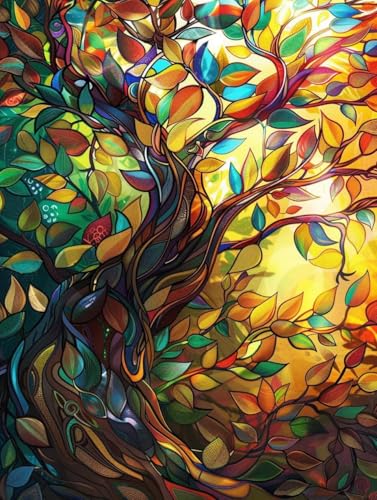 Diamond Painting Adulte Automne 70x90cm - Grand Kit Arbres Créatifs pour Décoration Murale