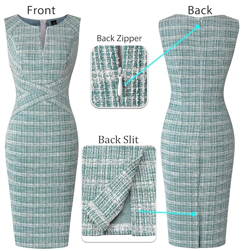 Image of VFSHOW Womens Front Zipper Work Business Office Bodycon Dress Elegant Professional Career Church Party Pencil Sheath Dress