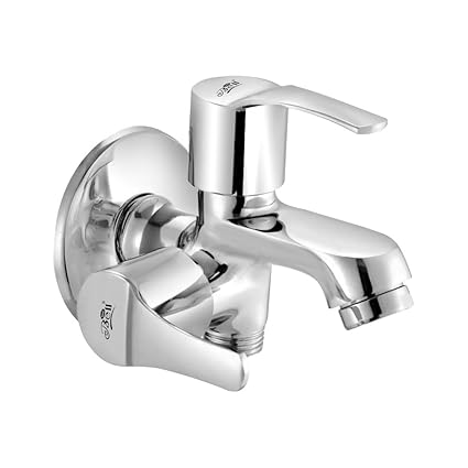 Gold Bell Brass 2 Way Bib Tap for Bathroom and Kitchen Chrome Finish Twin Elbow Valve Twin Elbow Valve Faucet (Wall Mount Installation Type) (Aqua)