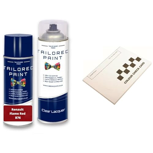 Tailored Paint Flame Red B76 For Renault 2000-Present Aerosol Spray Paint Rattle Can With Wide Fan Spray Nozzle (Aerosol Paint + Lacquer)