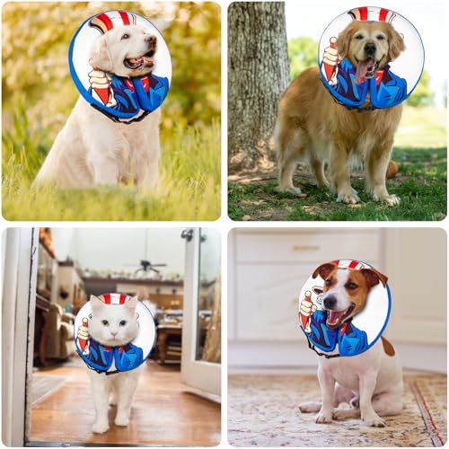 Image of Large Dog Cone Collar Alternative Soft Inflatable Donut Collar After Surgery Dogs Recovery Won't Obstruct Vision Suitable Cones E Collar for Small Medium Large Dogs and Cats