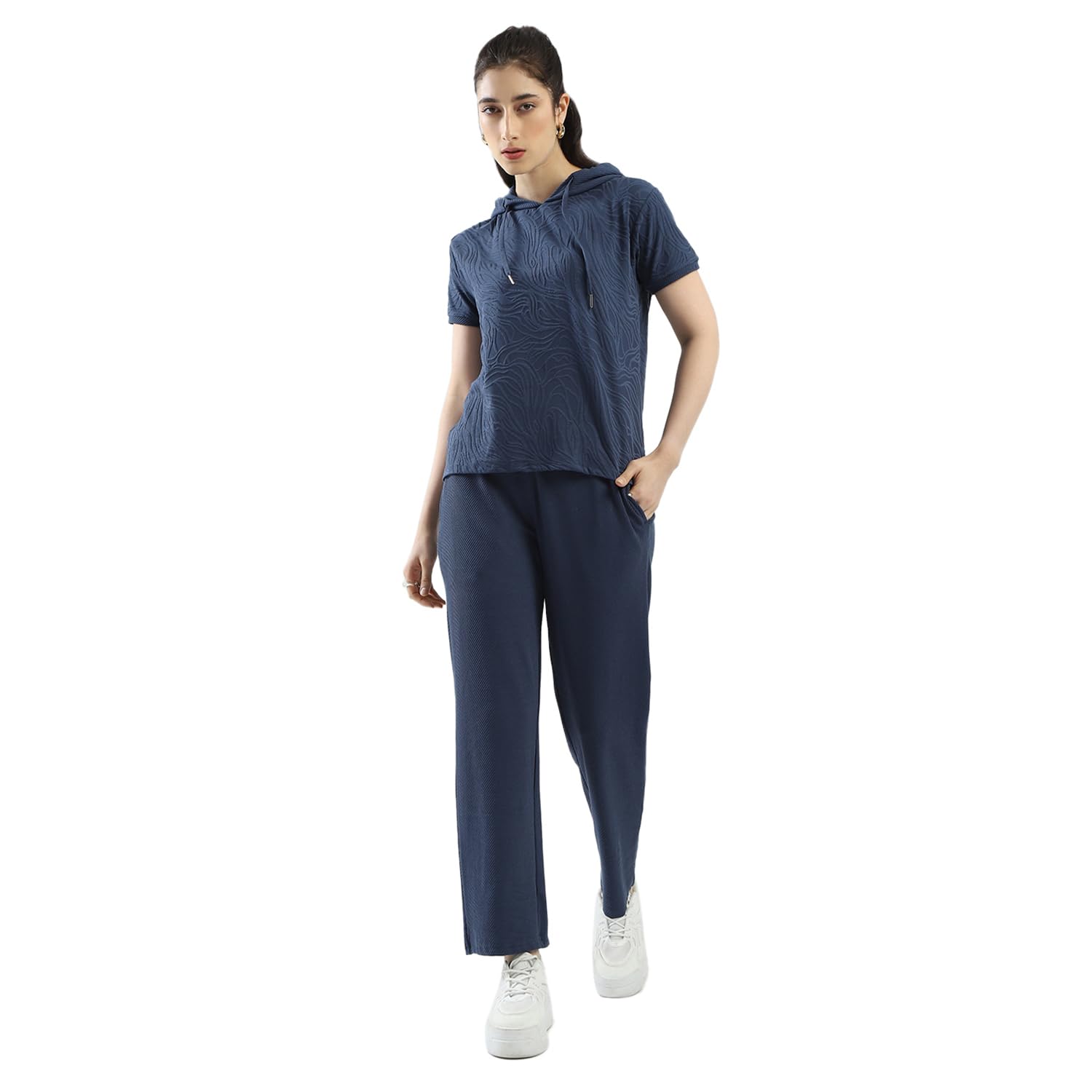 Monte Carlo Women's Self-Design Hooded Co-ord Set | Stylish & Comfortable Winter Wear | Half Sleeve Top & Bottom Set For Women's-picture-46