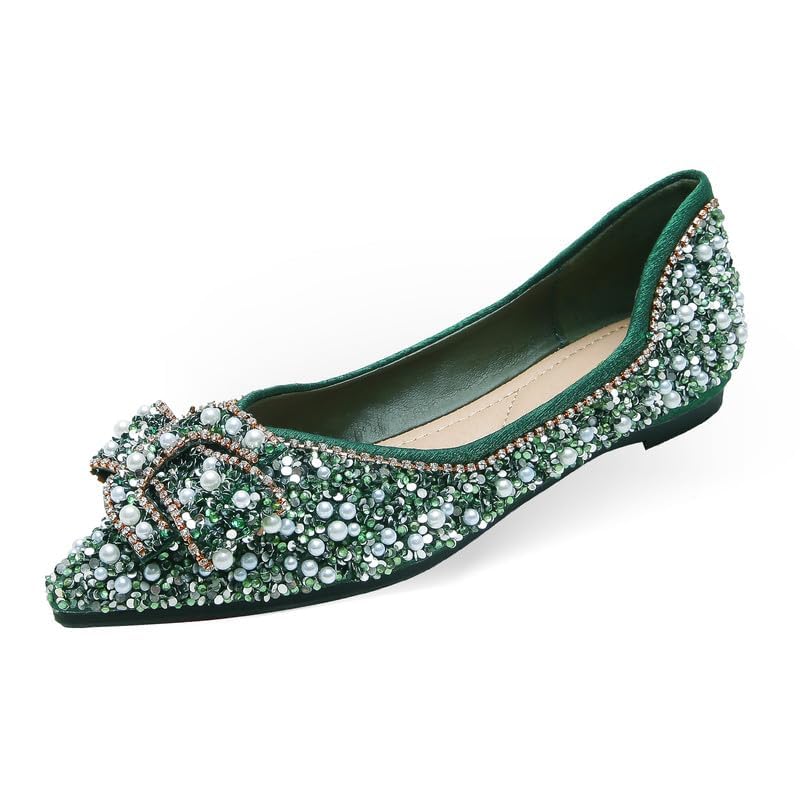 Women's Flats Comfortable Pointed Rhinestone Ballet Flats for Women Sparkle Elegant Dress Flats2