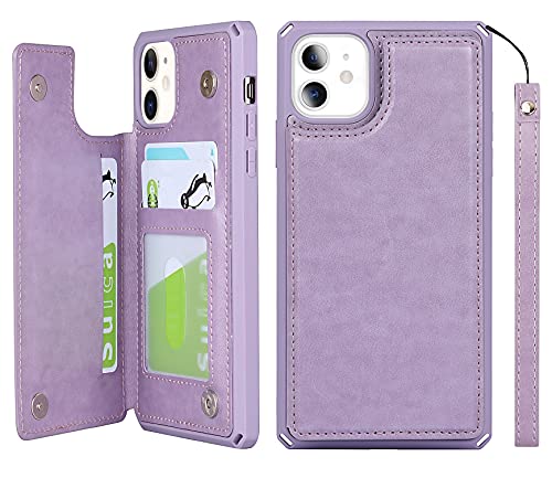 Housse iPhone 11 violette en cuir PU avec dragonne pour le quotidien