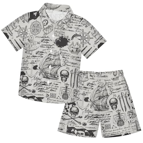 Image of visesunny Boys Hawaiian Shirt and Short Set Summer Outfit Kids 2 Piece Clothes Set 3-10Y