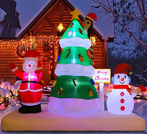 6Ft Christmas Inflatables Outdoor Decorations Christmas Tree, Snowmen And Santa Claus Combination With Built-In Leds Blow Up Inflatables For Xmas Party Indoor Outdoor Yard Garden Lawn Décor #TOP6