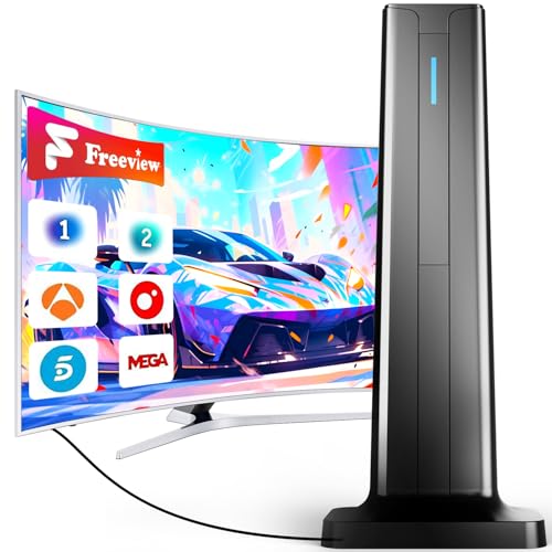 Antena TV Interior 2025 - Recepción 360° y Alcance de hasta 580 km, Compatible con Smart TV, Señal Estable en 4K/1080P, Base Magnética Potente, Disfruta de Canales Locales sin Suscripción
